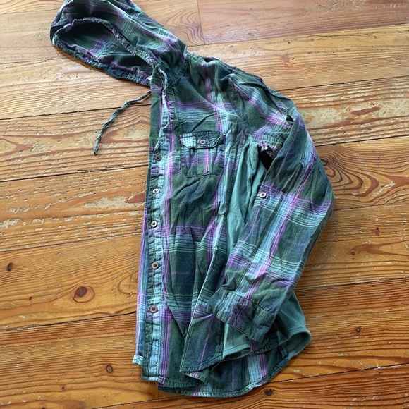 Bongo plaid hooded button-up shirt - Picture 4 of 4